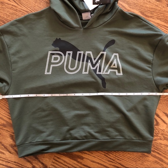 PUMA modern sports logo watermarked hoodie sweatshirt green thyme S NWT - Picture 11 of 16